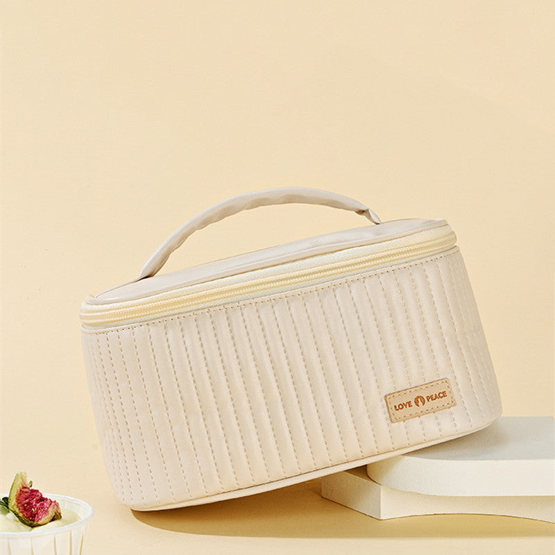 Korean Style Women's Large PU Leather Makeup Bag
